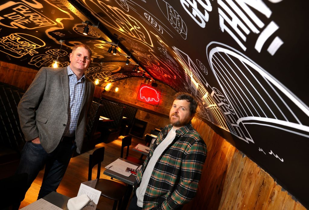 Paul Gainford of RMT with Fat Hippo founder Michael Phillips